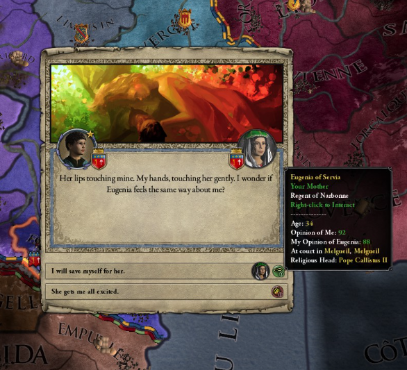 An event from CK2 where a character dreams of having sex with their mother.